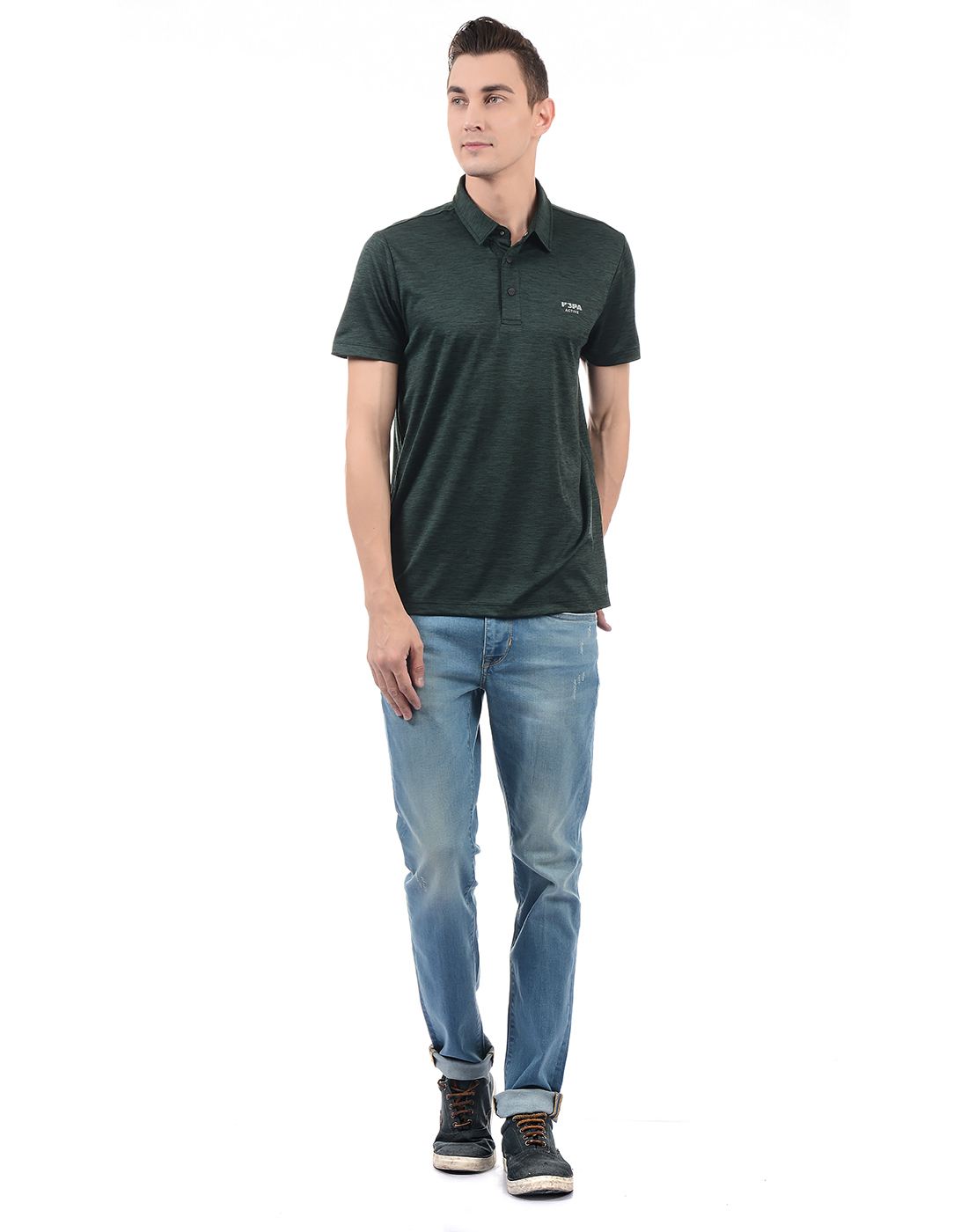 U.S. Polo Assn. Men Casual Wear Textured T-Shirt
